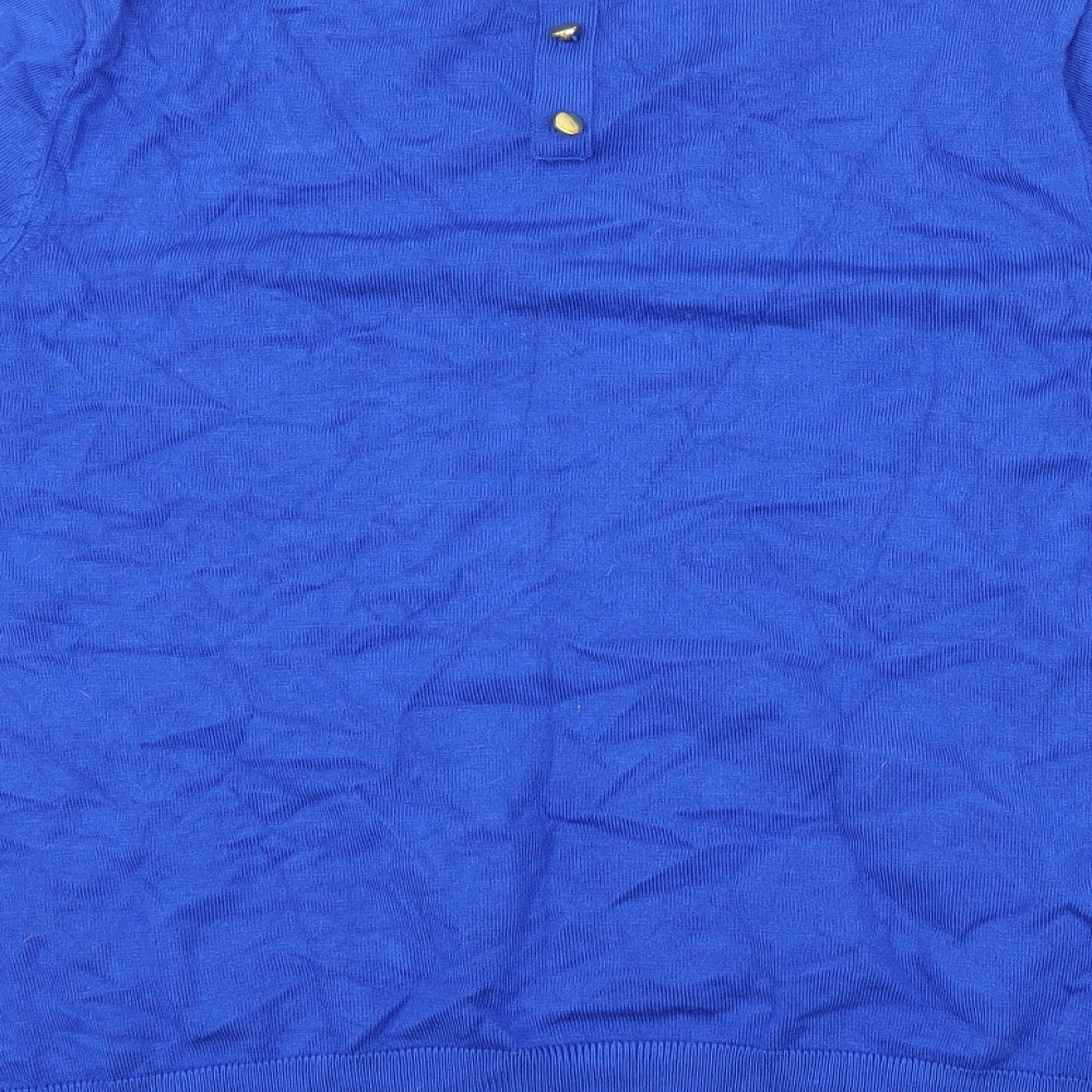 M&Co Womens Blue Basic T-Shirt Size 16