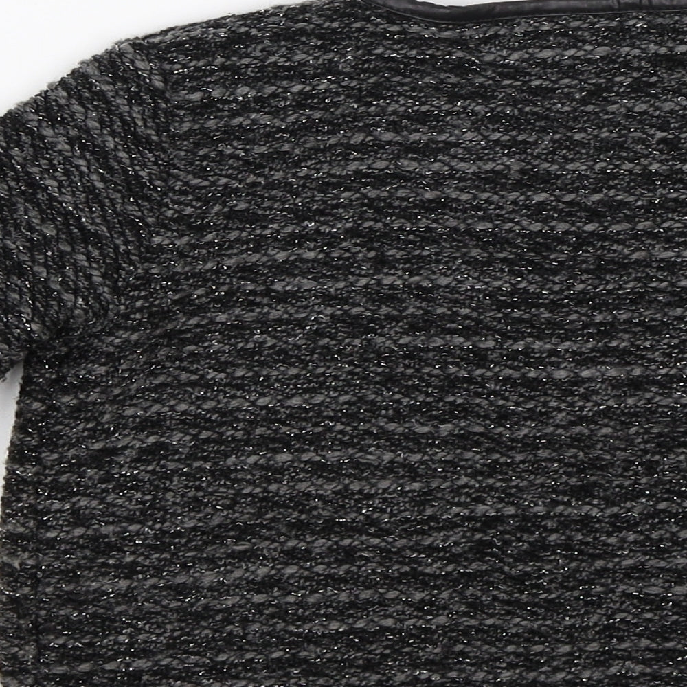Brand and care label for SOPHIE SCHNOOR girls’ grey striped cardigan jumper, size 9, years