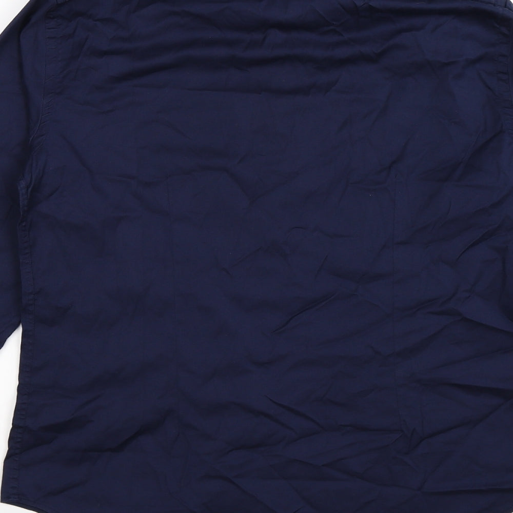 Brand and care label for Zara men’s blue dress shirt, size M, - slim fit