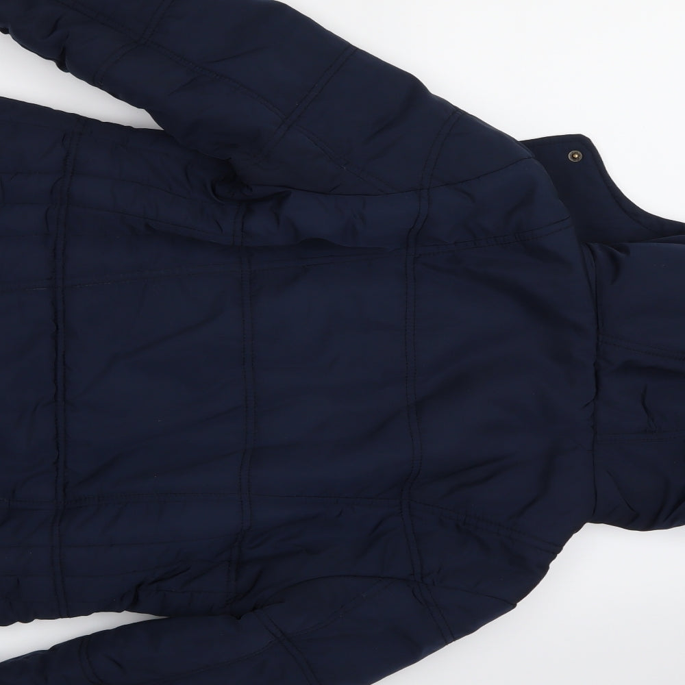Brand and care label for BHS women’s blue overcoat coat, size UK 12