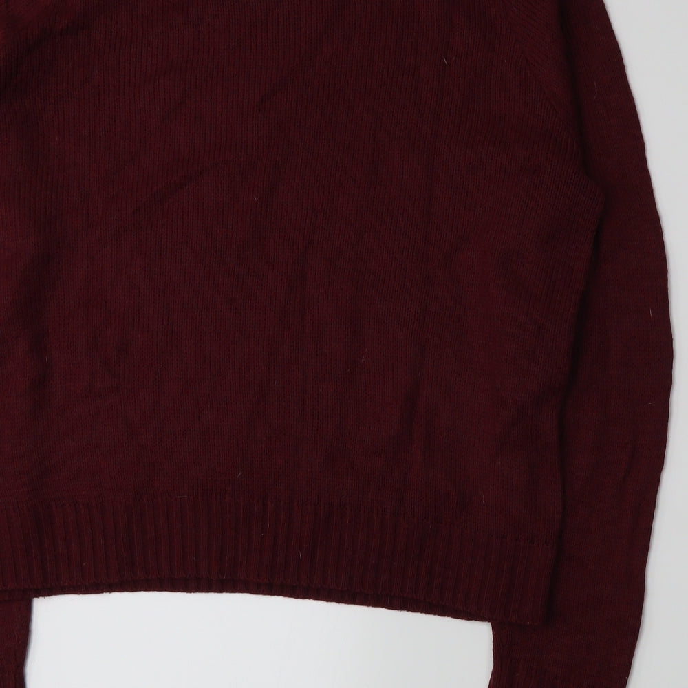 Brand and care label for Divided by H&M women’s red knit jumper, size S