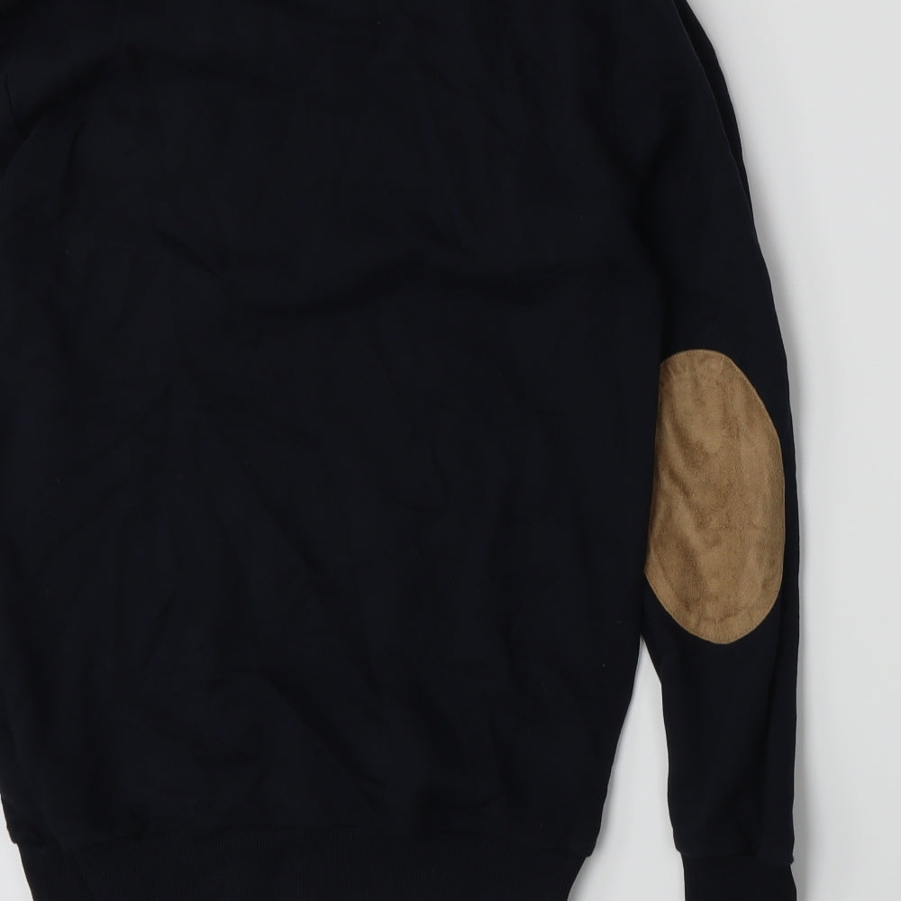 Brand and care label for Twisted Soul men’s blue pullover sweatshirt, size XS