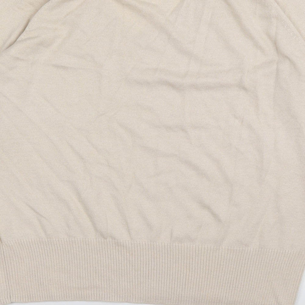 Brand and care label for Preworn women’s beige pullover sweatshirt, size UK 18