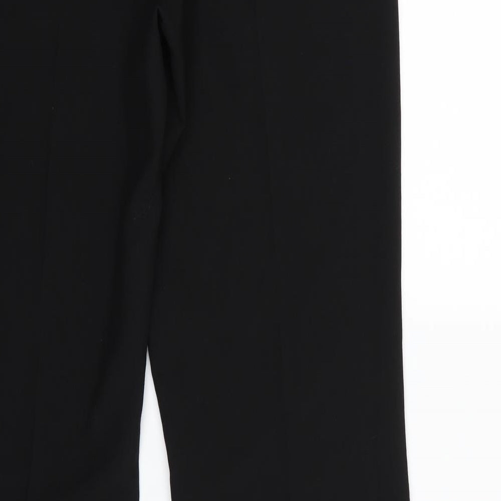 Brand and care label for Debenhams women’s black dress pants trousers, size UK 12, 29-inch leg