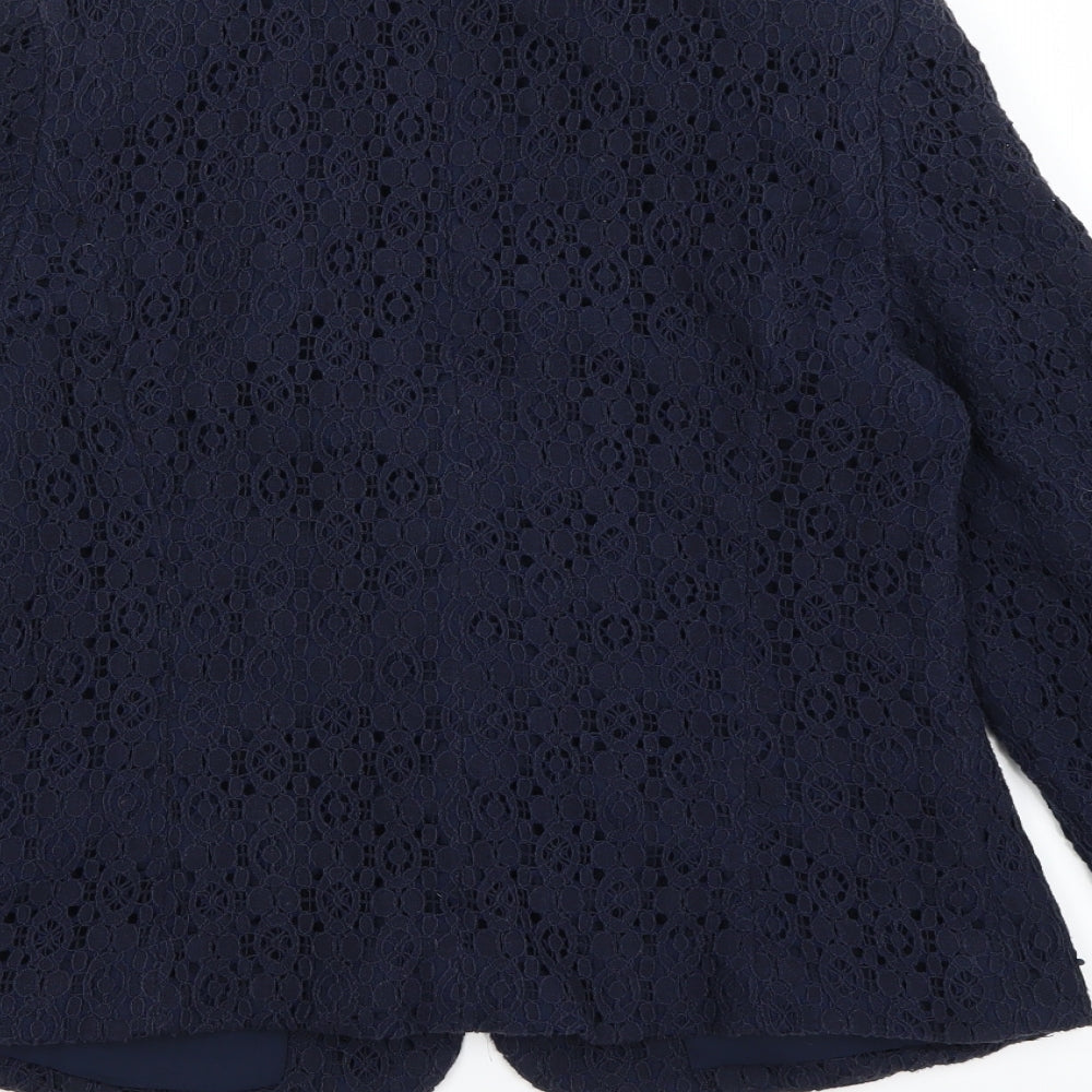 Brand and care label for Atmosphere women’s blue jacket, size UK 12