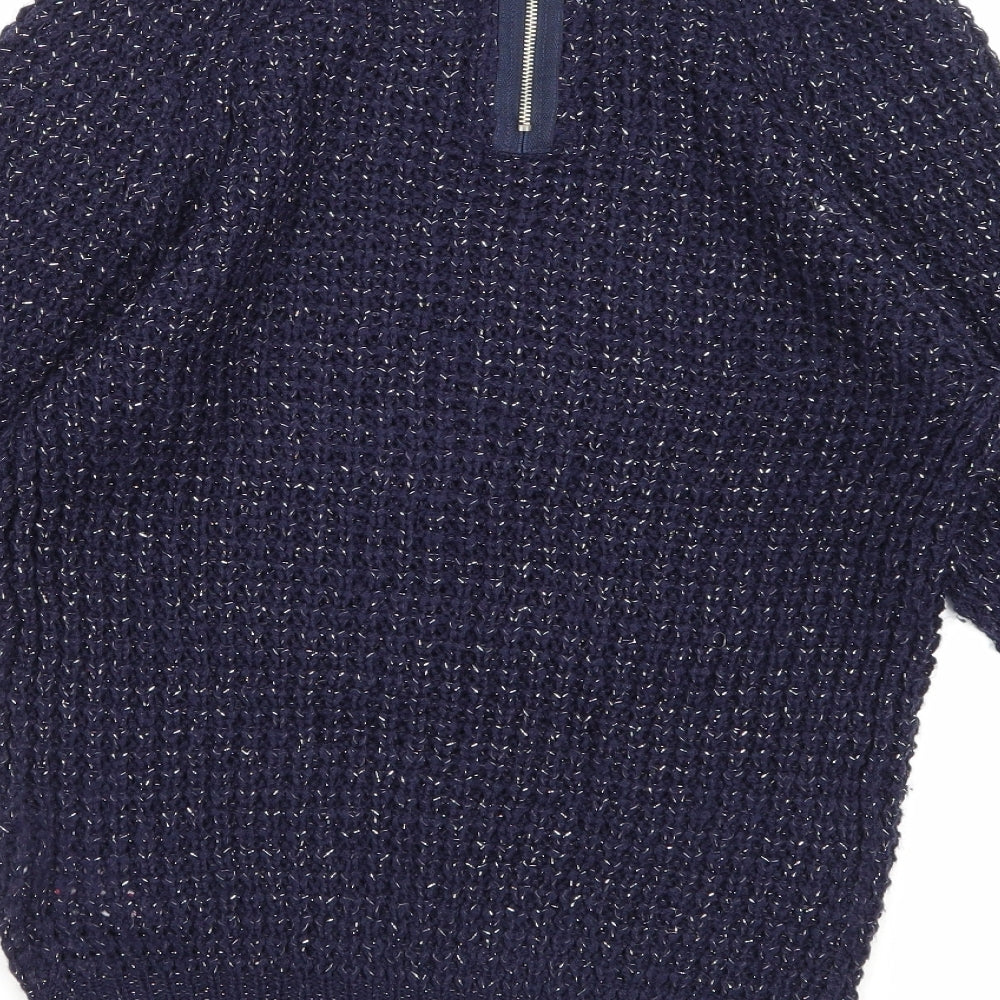 Brand and care label for alcott women’s blue knit jumper, size L