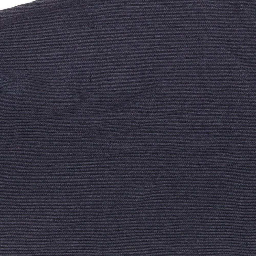 Brand and care label for H&M women’s blue jumper, size M