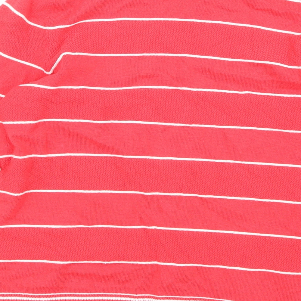 Brand and care label for Bonmarché women’s pink striped knit cardigan jumper, size XS