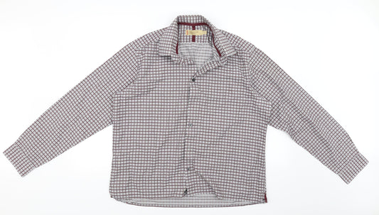 Additional front view of collezione men’s grey check button-up, size L