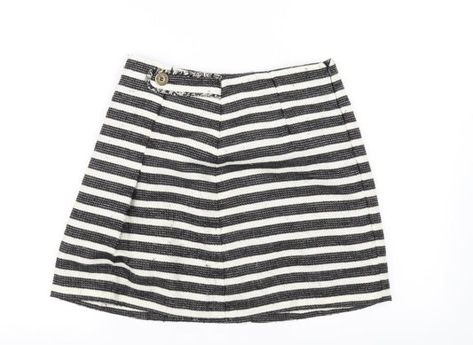 Preworn Womens White Striped A-Line Skirt Size 8