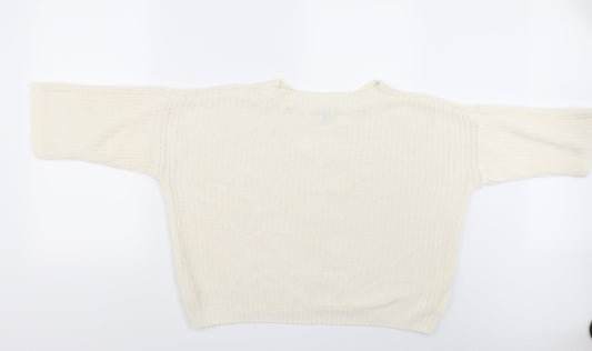 H&M Womens White Pullover Jumper Size 8