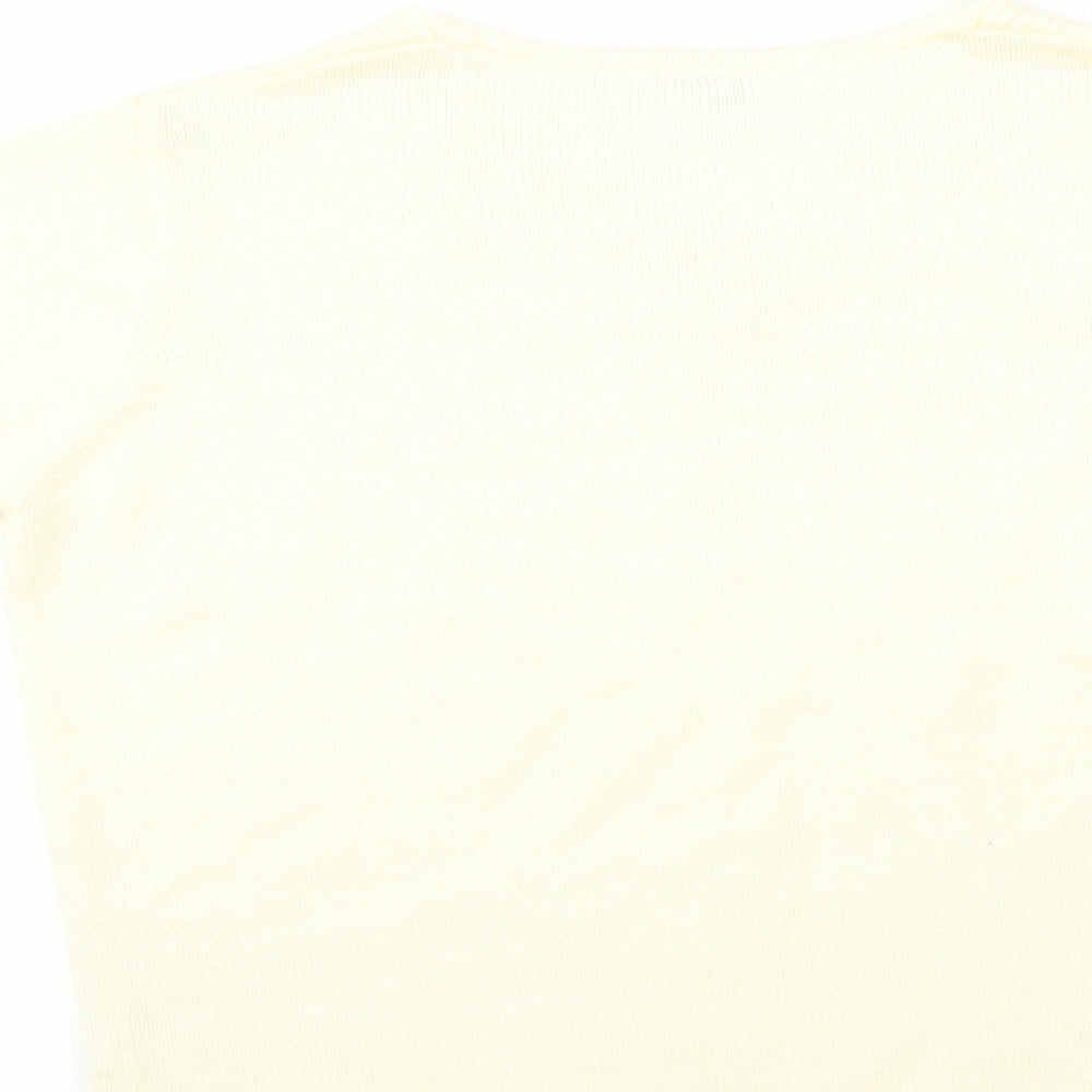 Brand and care label for Julipa women’s yellow jumper, size UK 10