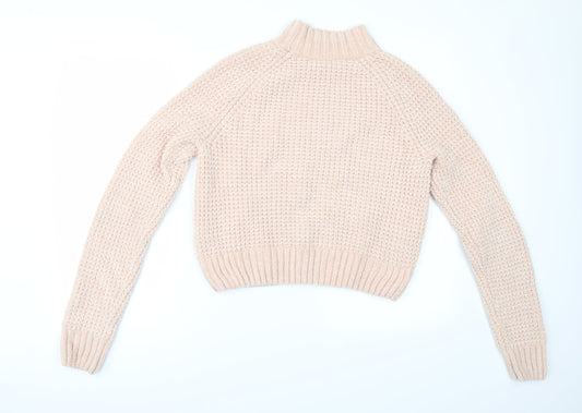 Divided by H&M Womens Pink Henley Jumper Size S