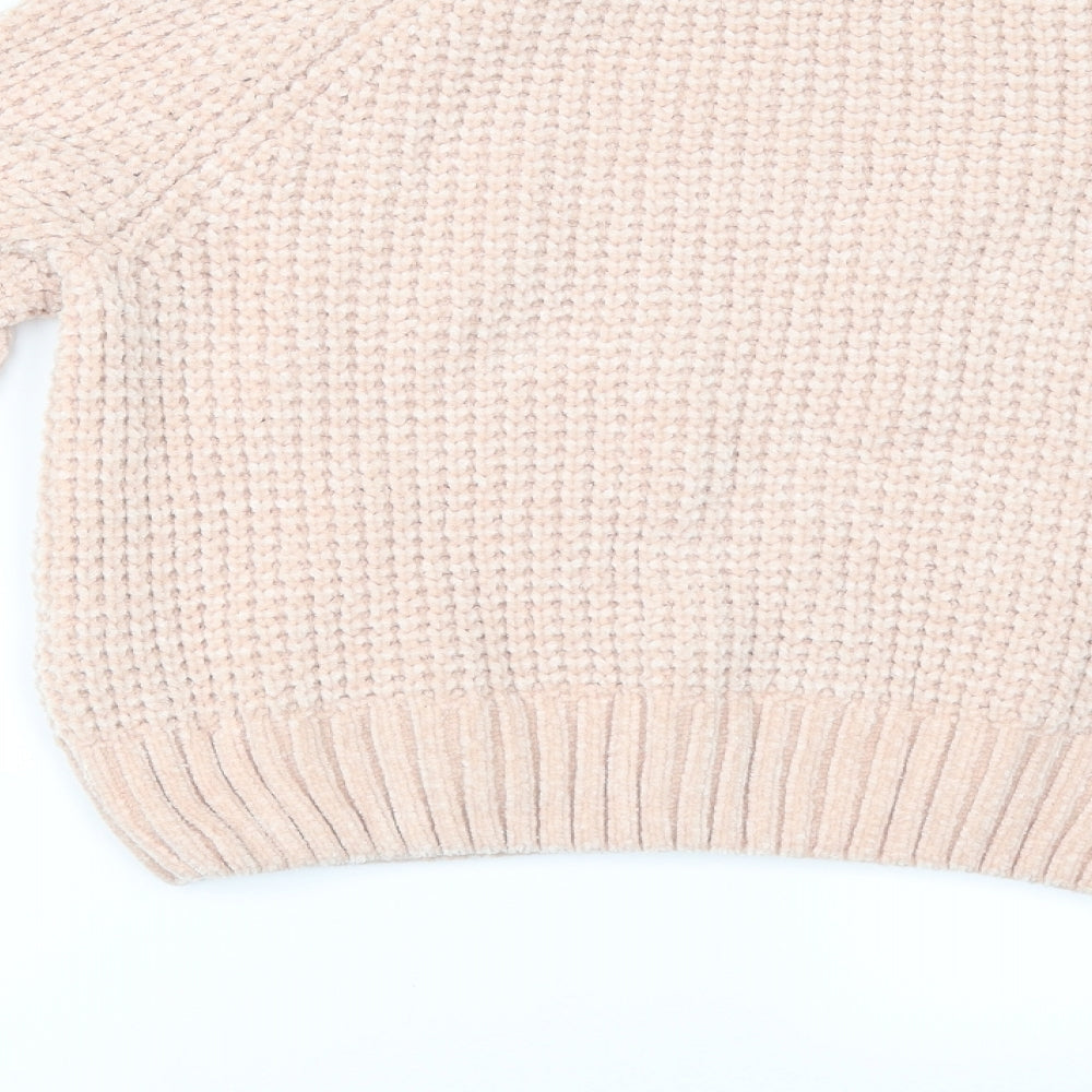 Brand and care label for Divided by H&M women’s pink henley jumper, size S