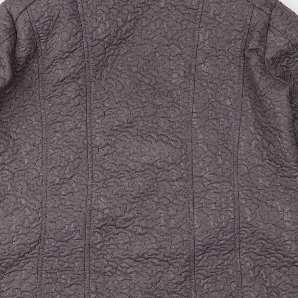 Brand and care label for Fabrizio women’s brown quilted jacket, size UK 14