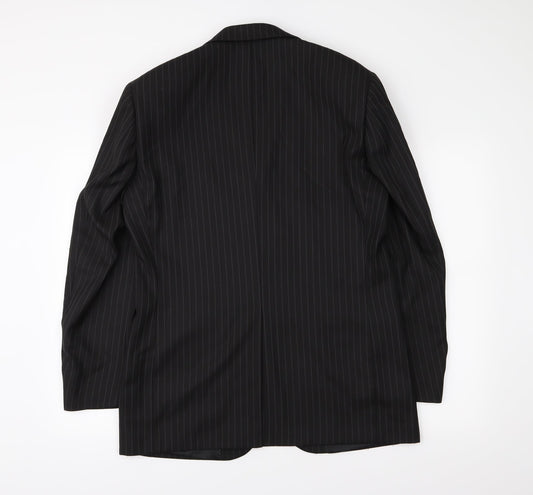 Greenwoods Mens Black Striped Jacket Suit Jacket Size 38