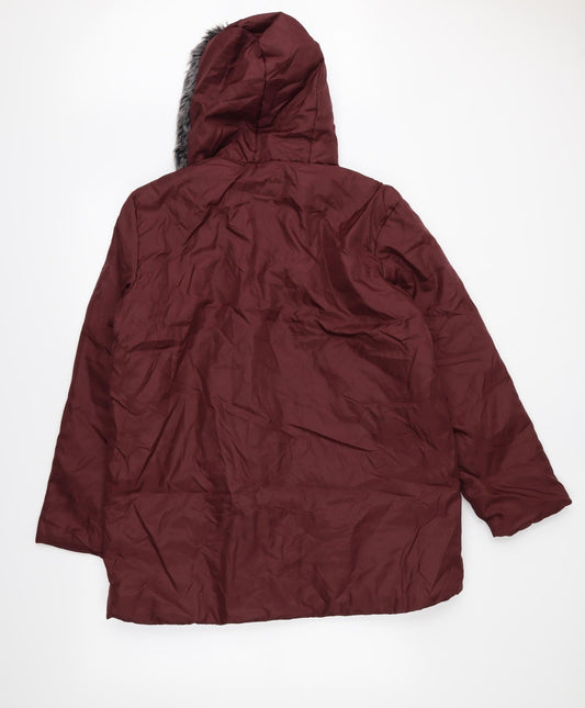 Anne De Lancay Womens Red Parka Coat Size M