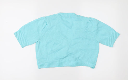 Damart Womens Blue Knit Cardigan Jumper Size 10