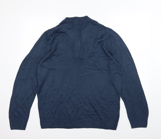 F&F Mens Blue Knit Pullover Jumper Size M