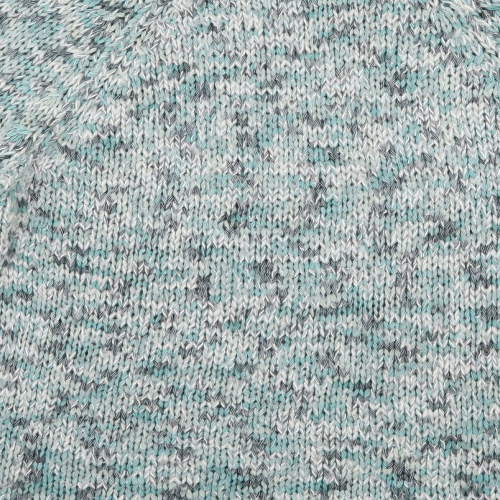 Brand and care label for Bonmarché women’s blue knit jumper, size M