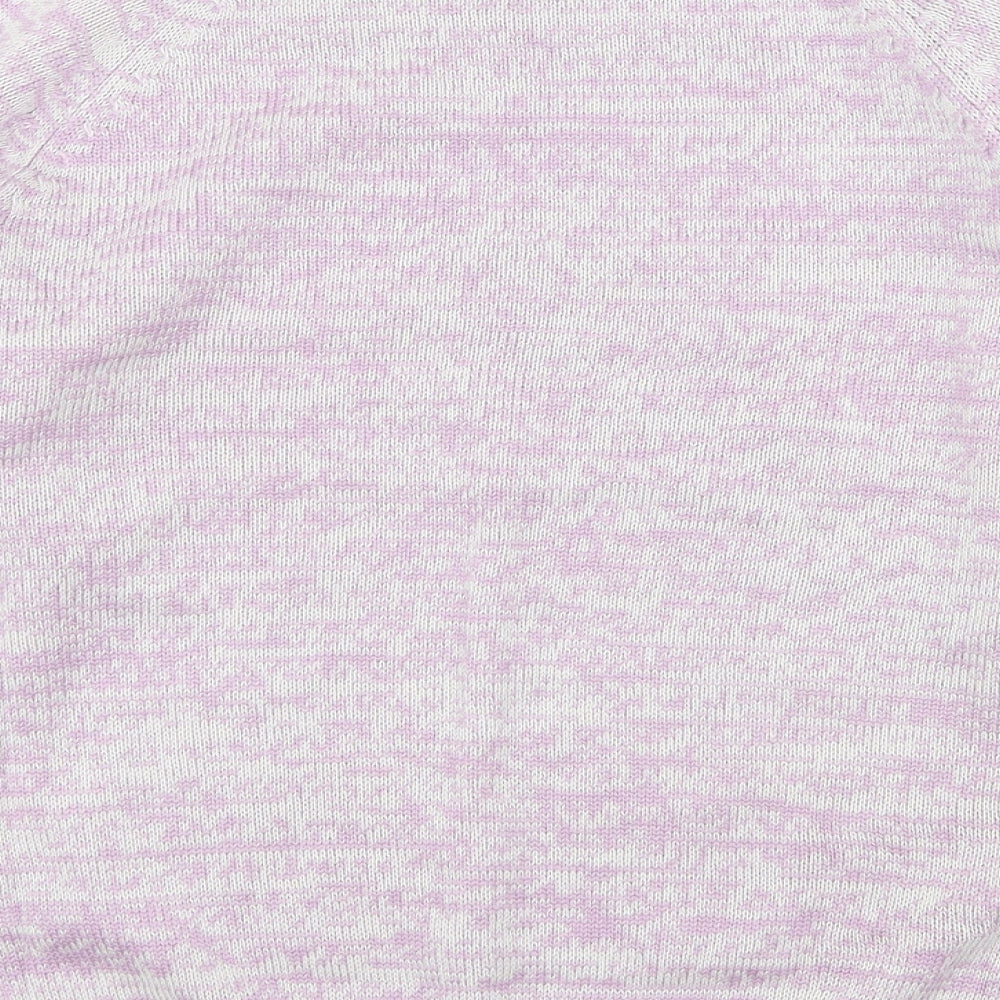 Brand and care label for Preworn women’s purple knit jumper, size UK 14