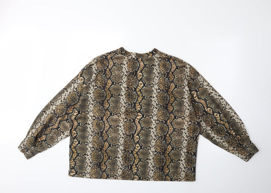George Womens Green Animal Print Pullover Sweatshirt Size M