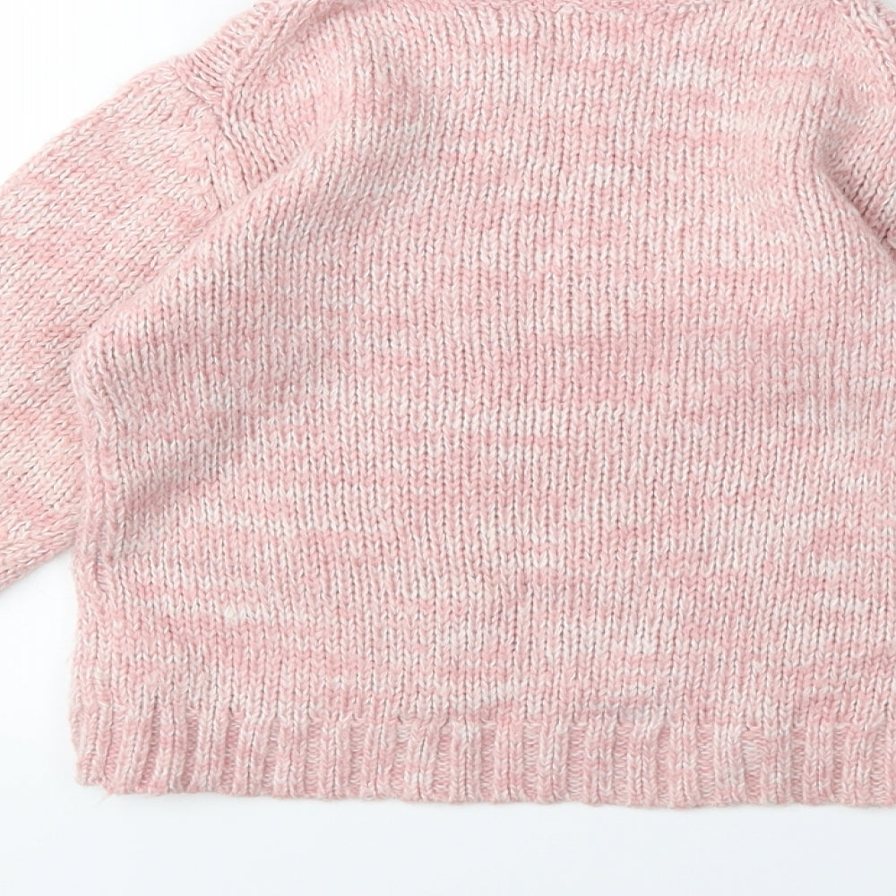 Brand and care label for BlueZoo boys’ pink knit jumper, size 5, years