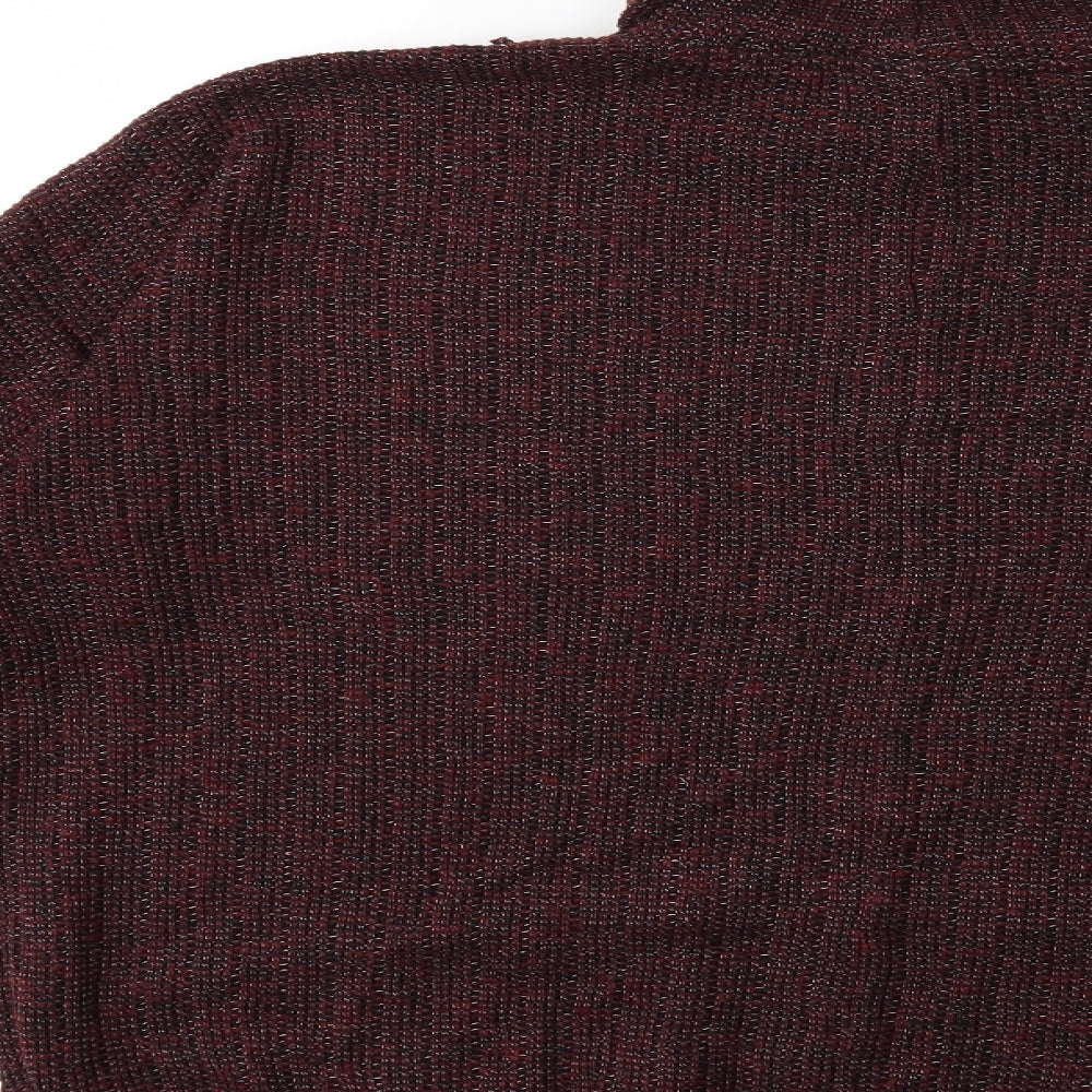 Brand and care label for Topshop women’s red knit jumper, size UK 10
