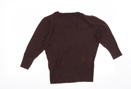 AMARANTO Womens Brown Pullover Jumper Size 14