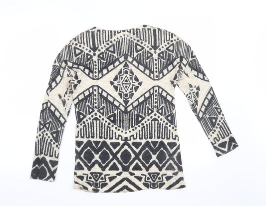 Preworn Womens Beige Geometric Pullover Jumper Size S