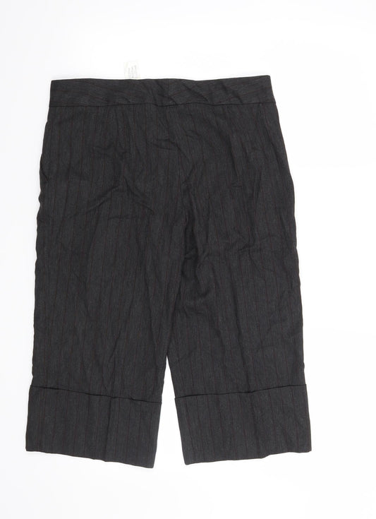 Zara Womens Grey Striped Trousers Size 10 L20 in