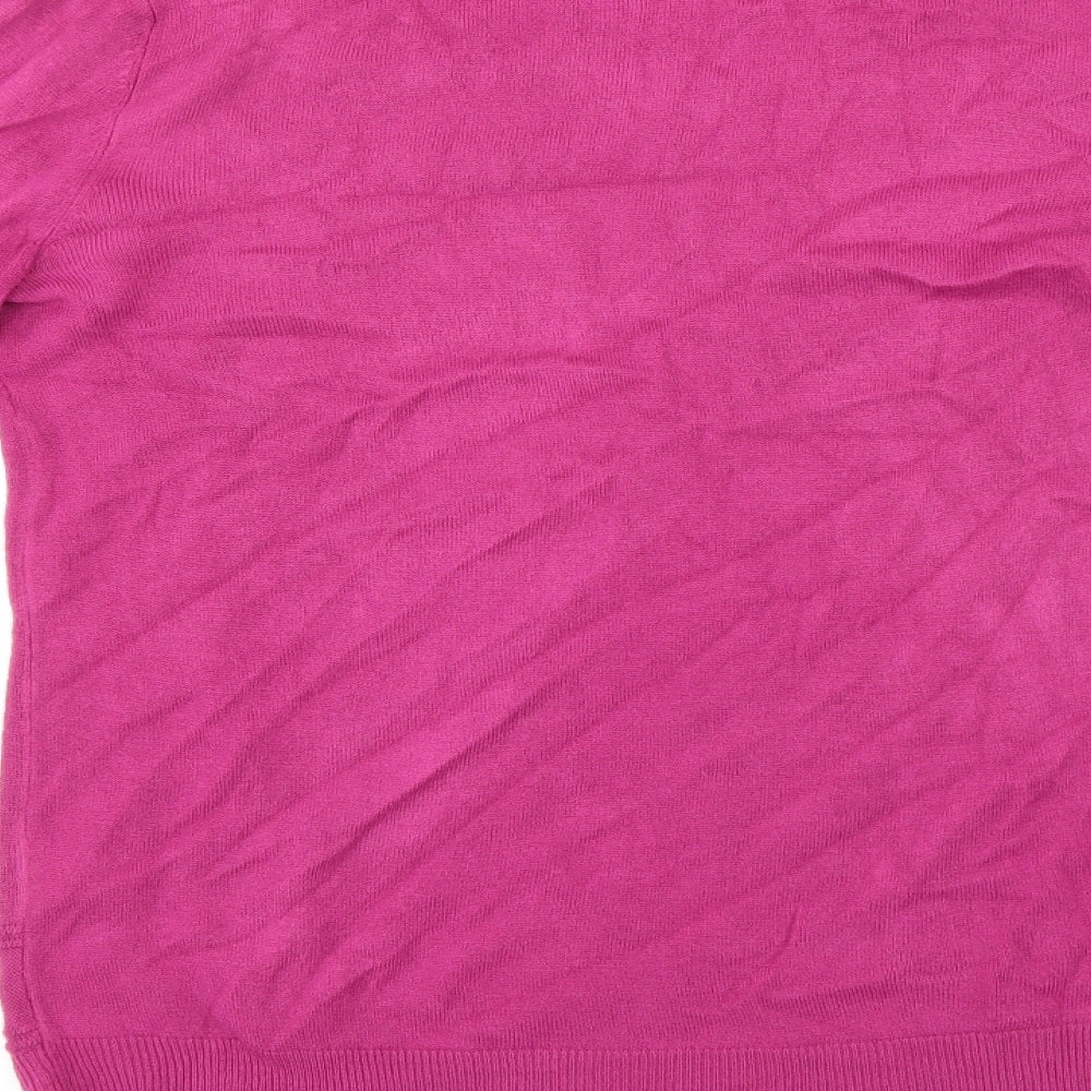 Brand and care label for Vida Vi women’s purple knit jumper, size L