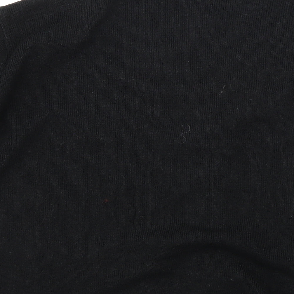 Brand and care label for Jennifer women’s black knit cardigan jumper, size M