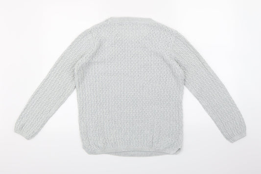 Isle Essentials Womens Grey Knit Pullover Jumper Size S