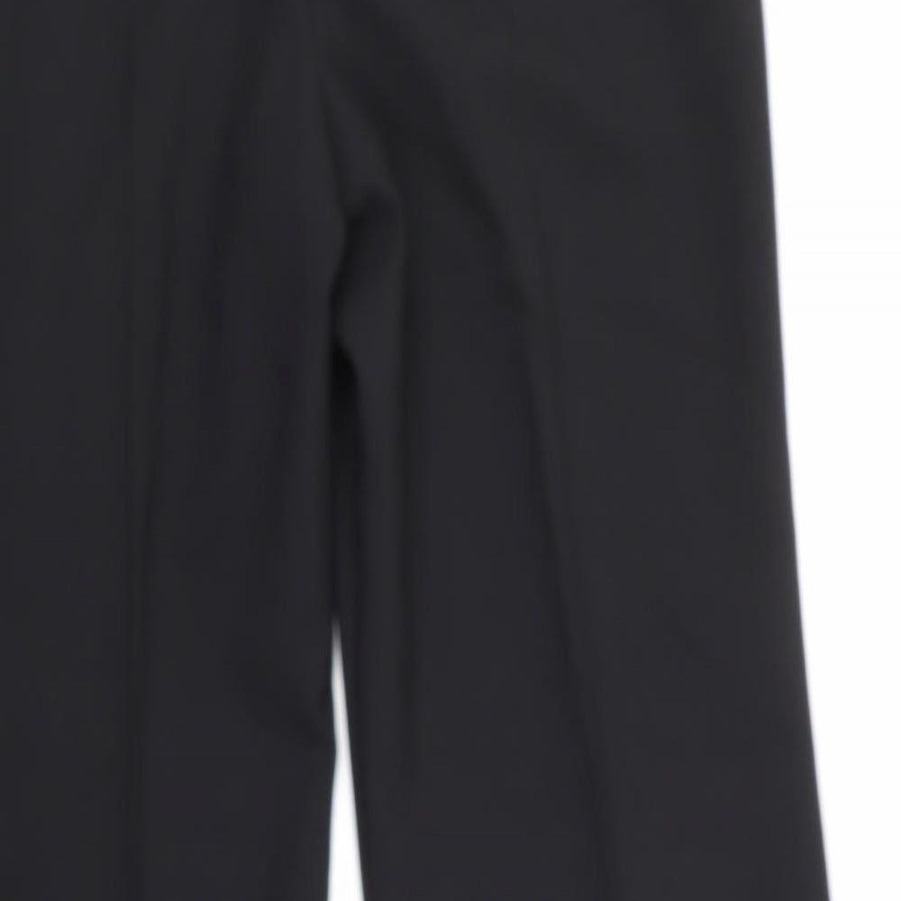 Brand and care label for Marks & Spencer women’s black trousers, size UK 14, 29-inch leg