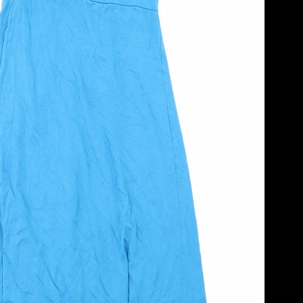 Brand and care label for Bershka women’s blue a-line, size S