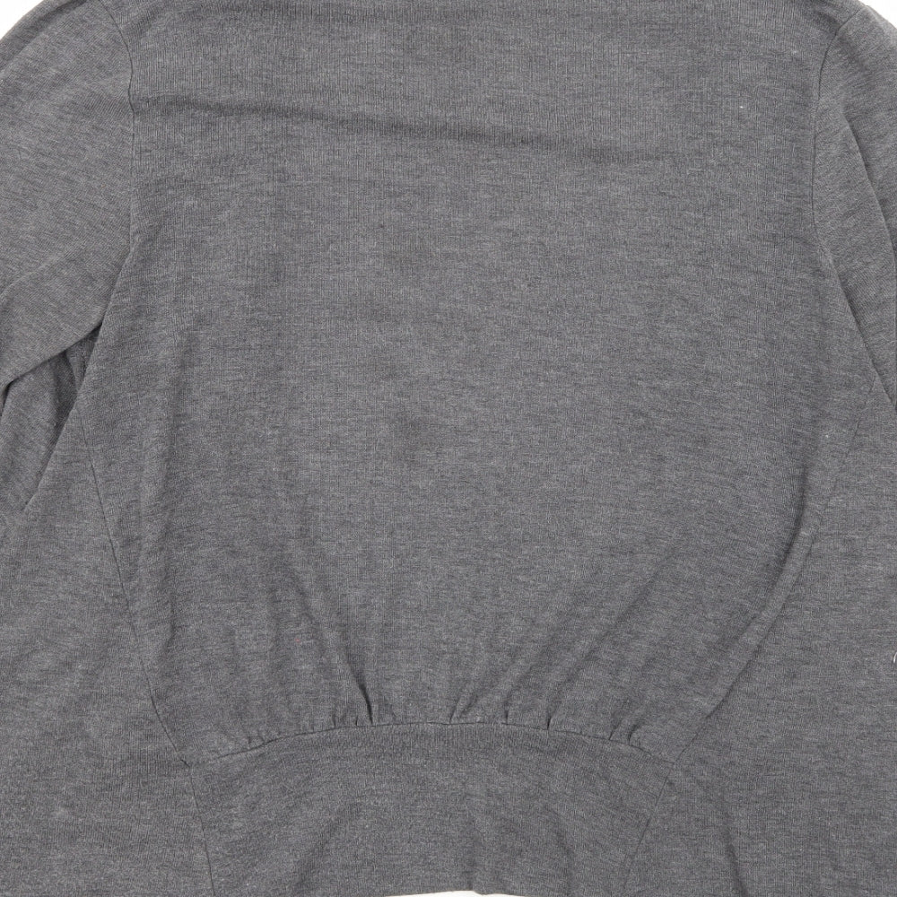 Brand and care label for South Bay women’s grey cardigan jumper, size XL