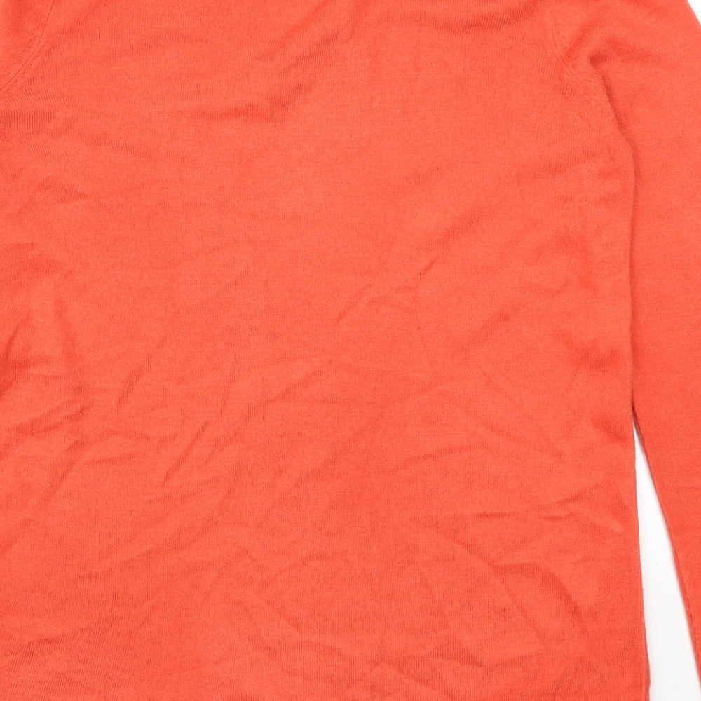 Brand and care label for Marks & Spencer women’s red jumper, size UK 10