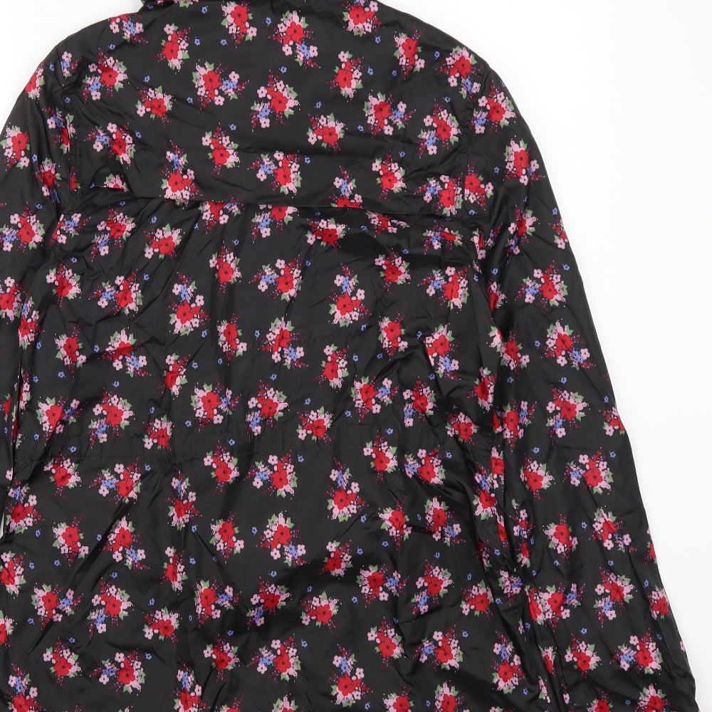 Brand and care label for Tu women’s black floral anorak coat, size S