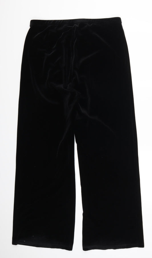 {;atinum Womens Black Trousers Size 16 L30 in