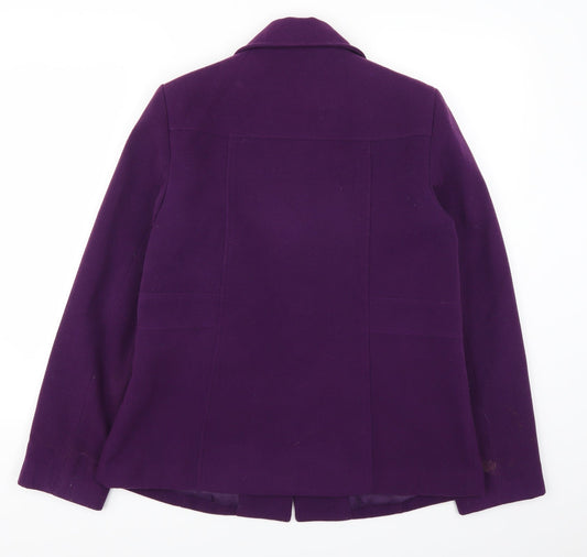 Autonomy Womens Purple Pea Coat Coat Size 12