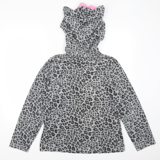 George Girls Grey Animal Print Top Pyjama Top Size 12 Years - Cat Hood