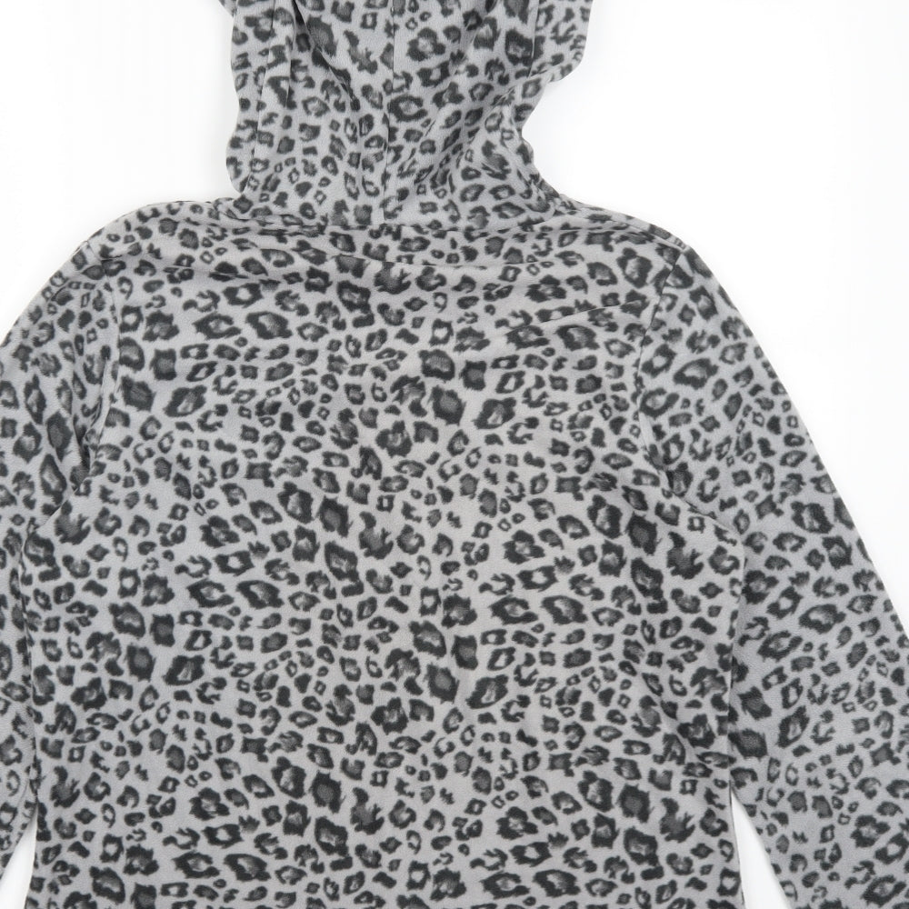 Brand and care label for George girls’ grey animal print top pyjama top, size 12, years - cat hood