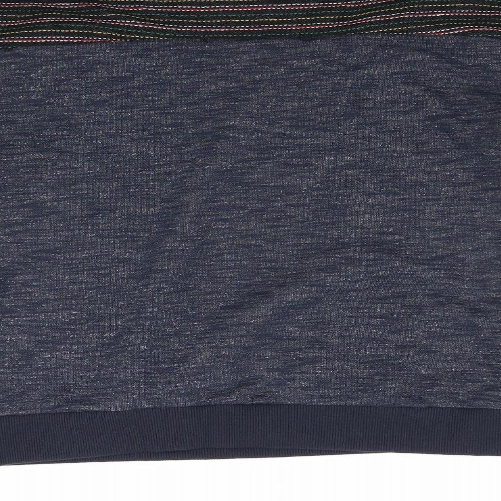 Brand and care label for Tu women’s blue pullover sweatshirt, size UK 8