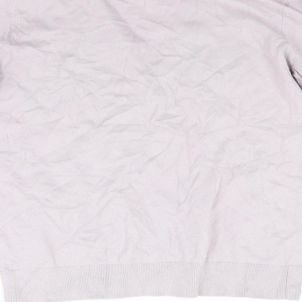 Brand and care label for Preworn women’s pink cardigan jumper, size S