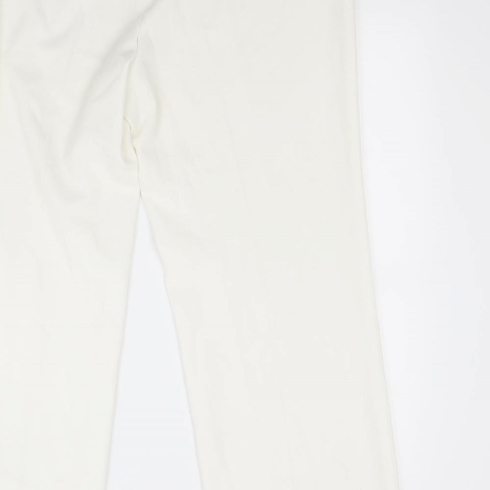 Brand and care label for EWM women’s white trousers, size UK 16, 28-inch leg