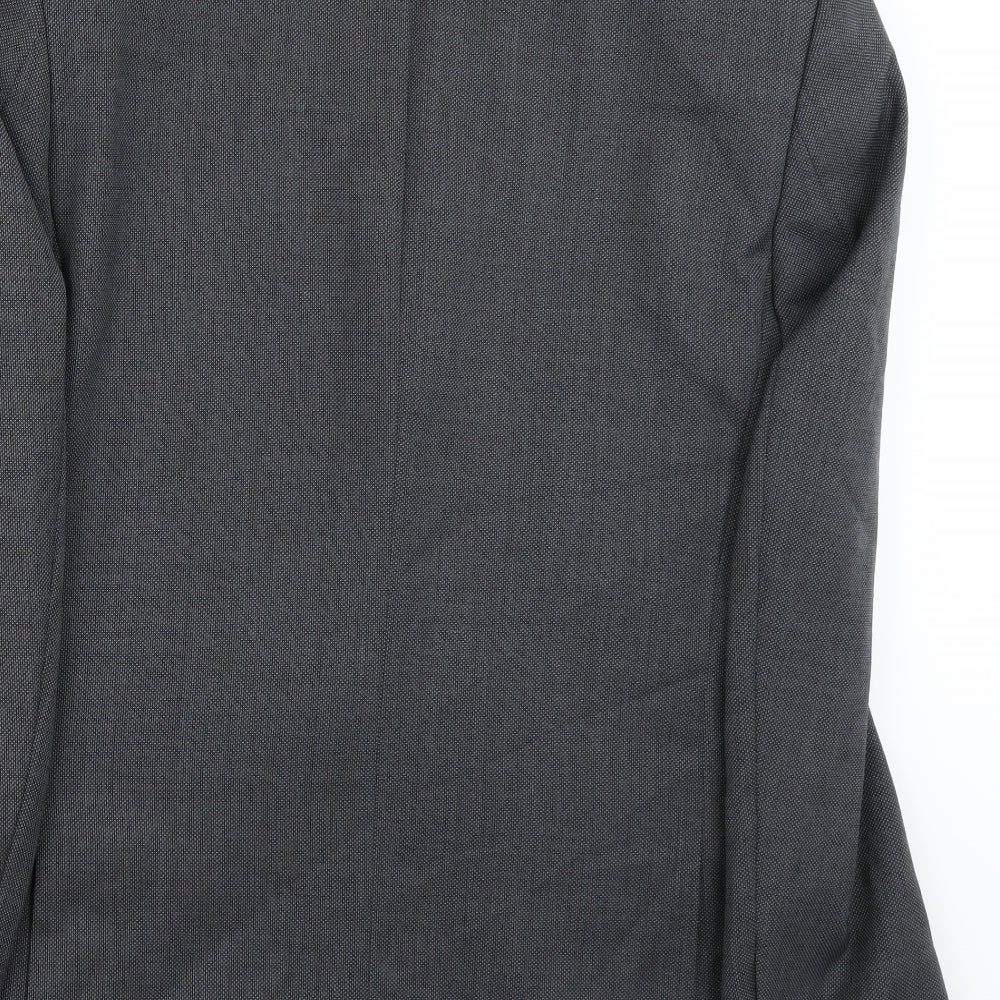 Brand and care label for Preworn men’s grey jacket suit jacket, size 40