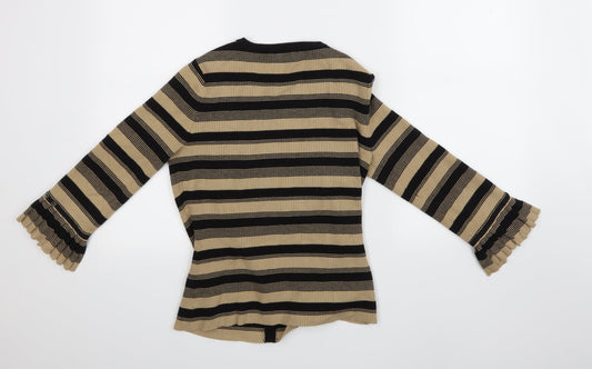 Linea Womens Beige Striped Cardigan Jumper Size 10