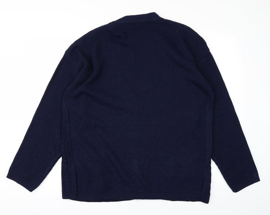 100acrylic Womens Blue Knit Cardigan Jumper Size 2XL