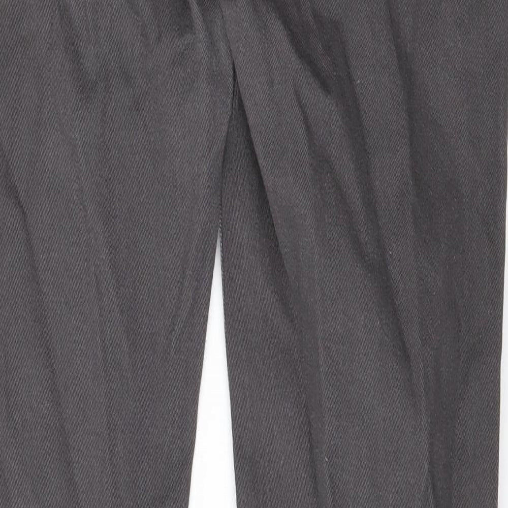 Brand and care label for DenimCo men’s black denim straight jeans, size 32, 28-inch leg